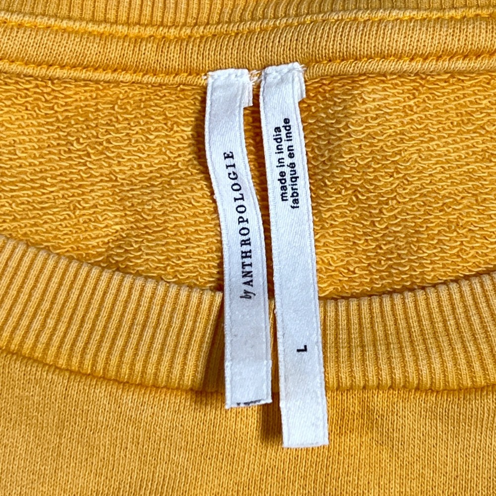 Free People Anthropologie Marigold Yellow Puff Sleeve Cotton Sweatshirt Large - Picture 2 of 9